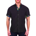 Galileo Soft Butter Short-Sleeve Dress Shirt // Black (XL)