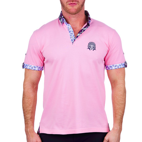 Polo Mozart Solid Short-Sleeve Dress Shirt // Pink (S)