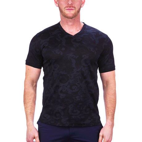 V-Neck Vivaldi Bat Dress Shirt // Black (S)