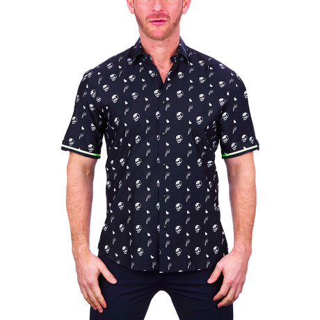 Skull Short-Sleeve Dress Shirt // Black (S)