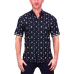 Skull Short-Sleeve Dress Shirt // Black (2XL)