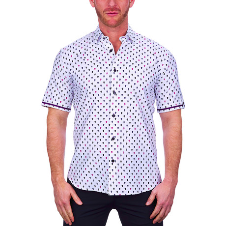 Galileo Multi Skull Button Up Shirt // White (S)