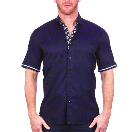 Galileo Flamingo Short Sleeve Dress Shirt // Blue (S)