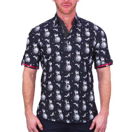 Dog Space Short-Sleeve Dress Shirt // Black (S)