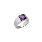 Cartier 18k White Gold Tank Amethyst Ring // Ring Size: 4.75 // Pre-Owned