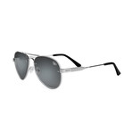 Men's Polarized Aviator Rivet Sunglasses // Silver Frame + Mirror Lens