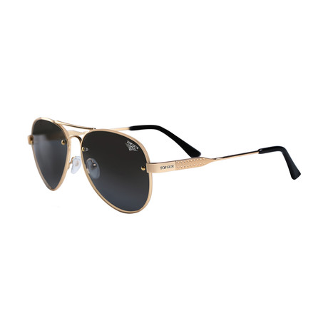 Men's Polarized Aviator Rivet Sunglasses // Gold Frame + Gray Lens