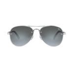 Men's Polarized Aviator Rivet Sunglasses // Silver Frame + Mirror Lens