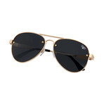 Men's Polarized Aviator Rivet Sunglasses // Gold Frame + Gray Lens
