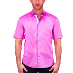 Elegant Short-Sleeve Dress Shirt // Pink (L)