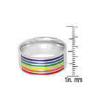 Enamel Band Ring // Silver + Rainbow (Size 9)