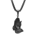 Prayer Hands Pendant // Black