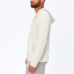 Abe Stripe Pullover Hoodie // Artichoke + Ecru (L)