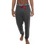Heather Contrast Logo Sleep Pant // Charcoal + Red (M)