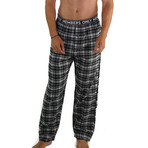 Flannel Sleep Pant Logo Elastic // Gray + Black (M)