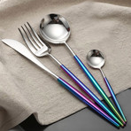 Psychedelic Flatware // Set of 4  // Silver