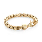 Matte Stainless Steel Hexagon Box Link Bracelet // Gold Plating