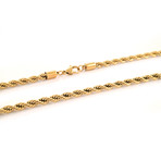 Stainless Steel Polished Rope Necklace // Gold Plating (22")
