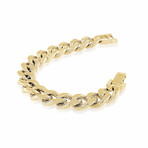Stainless Steel Diamond Cut Edges Curb Link Bracelet // 15mm // Gold