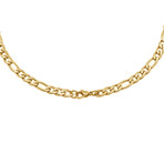 Stainless Steel Polished Figaro Chain // Gold Plating (22")