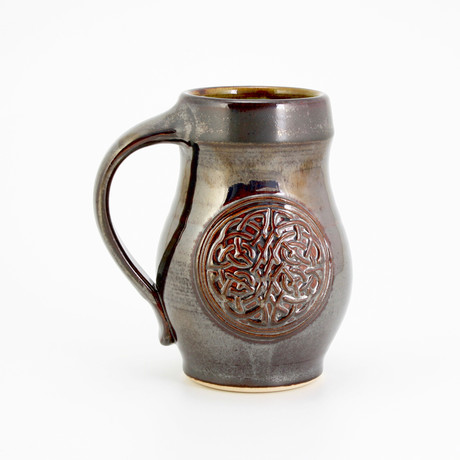 Celtic Knot Tulip Mug // 14 oz // Metallic Brown