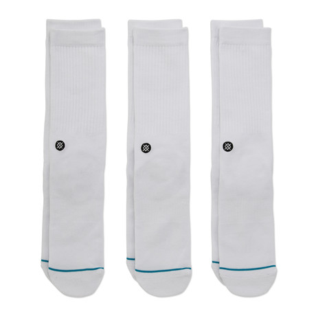 Icon Socks // White // Pack of 3 (M)