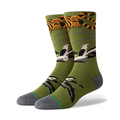 Big Cat Crew Socks // Green (M)