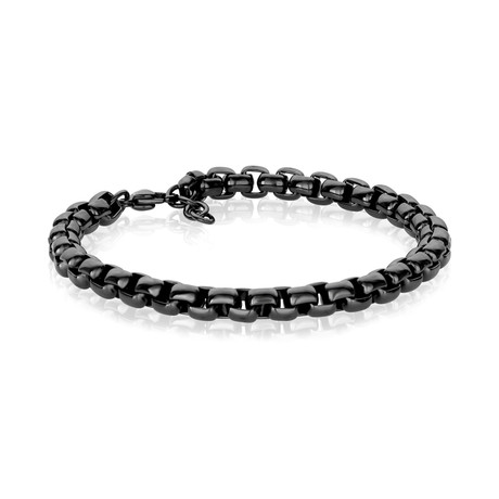 Plated Steel Round Box Chain Bracelet // Gunmetal
