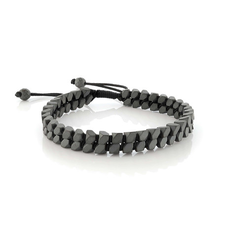 Hematite Bead Bracelet // Black + Gunmetal