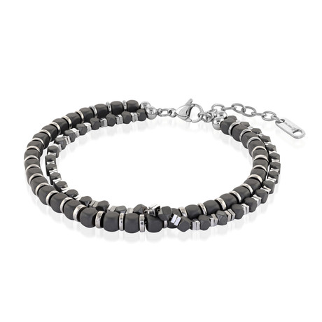 Double Row Hematite Bead Bracelet // Gunmetal