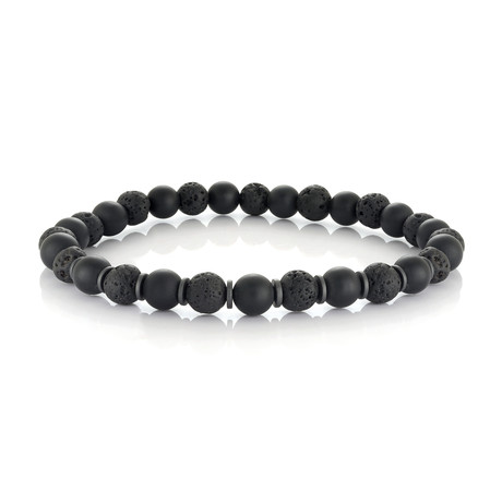 Hematite Beads Stretch Bracelet // Black (S)