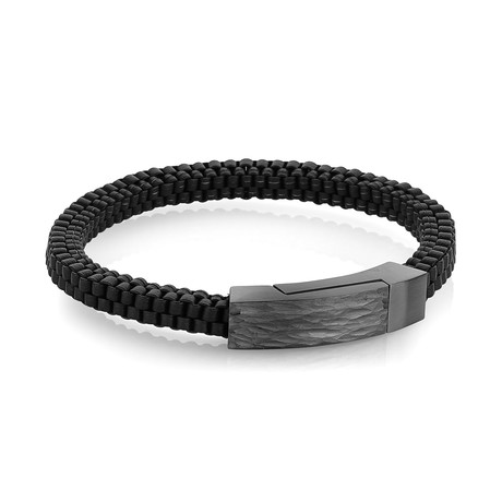 D.C. Clasp Square Leather Bracelet // Black + Gunmetal (S)