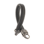 Detailed Clasp Leather Bracelet // Black (M)