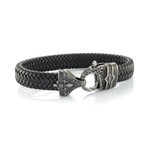 Detailed Clasp Leather Bracelet // Black (S)