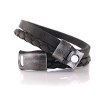 Sideways Clasp Leather Bracelet // Black (S)