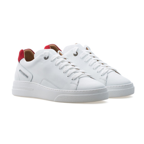 Fleek Low Top Sneaker // Pure White + Red (Euro: 39)