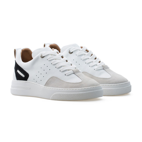 Woke Low Top Sneaker // Space Black + White + Light Cream (Euro: 39)