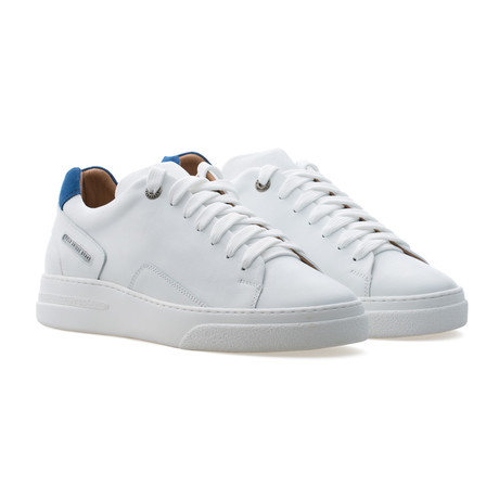 Fleek Low Top Sneaker // Pure White + Blue (Euro: 39)