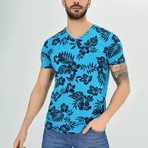 Floral Short Sleeve // Turquoise (M)