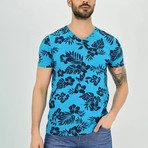 Floral Short Sleeve // Turquoise (XL)