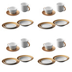 BergHOFF GEM Porcelain 24Pc Dinnerware Place Setting, White & Gold