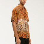 Swati Casual Point Collar Short Sleeve Button Down // Brown (S)