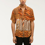 Swati Casual Point Collar Short Sleeve Button Down // Brown (L)
