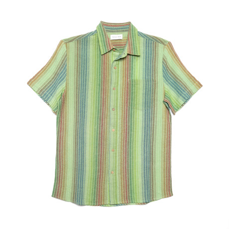 Paloma Casual Point Collar Short Sleeve Button Down // Green (S)