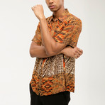 Swati Casual Point Collar Short Sleeve Button Down // Brown (M)