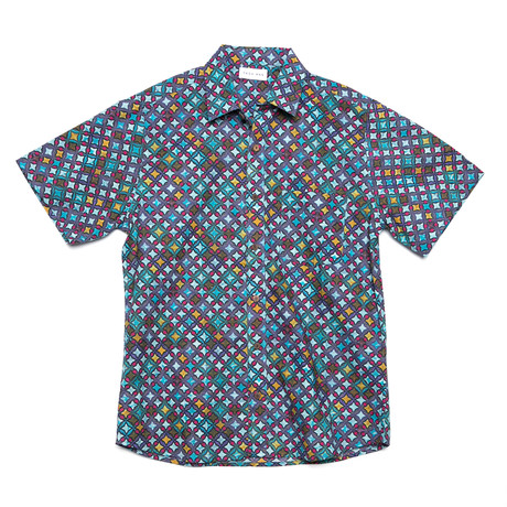 Hampton Casual Point Collar Short Sleeve Button Down // Turquoise (S)