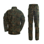Jacket + Trousers Set // Dark Green + Camouflage (L)