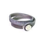 Touch Collection // Wrap Cowhide Bracelet // Gray + Silver (8")
