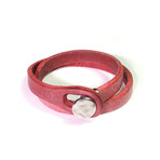 Touch Collection // Wrap Cowhide Bracelet // Red + Silver (8")