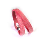 Touch Collection // Wrap Cowhide Bracelet // Red + Silver (8")